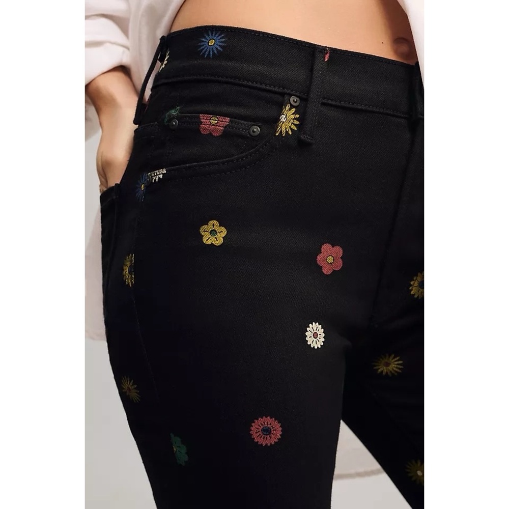Mother The Insider Flood Flare Jeans in Fresh as a Daisy Floral Print Size 24 - Picture 4 of 11